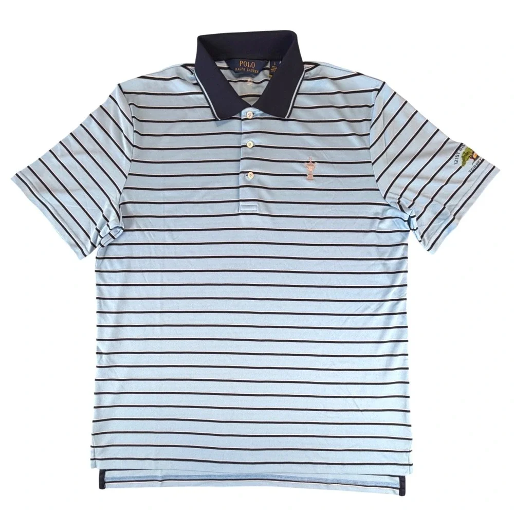 Polo Ralph Lauren Golf Polo‎ Men Large Blue Striped Torrey Pines 121st US Open